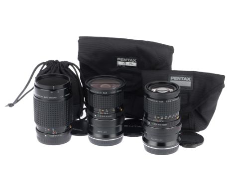 A Pentax-A 645 Lens Set for Fujifilm GFX Cameras, including Pentax-A 645 f/3.5 35mm, black, serial no. 4057831, body, E, elem