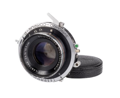 A Voigtlander APO-Lanthar f/4.5 105mm Lens, in Synchro-Compur-P shutter, black, serial no. 3780057, body, G, shutter working,