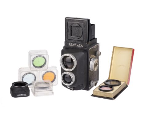 A SEM Semflex Studio Medium Format TLR Camera, 1951-71, serial no.340540, with a SOM Berthiot Tele f/5.4 150mm lens, serial n