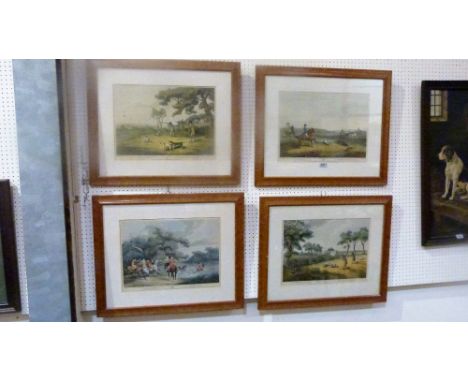 Four sporting prints after Samuel Howett, viz. Partridge Shooting 1; Coursing 1; Stag Hunting 2 and Stag Hunting 11. Each 13'