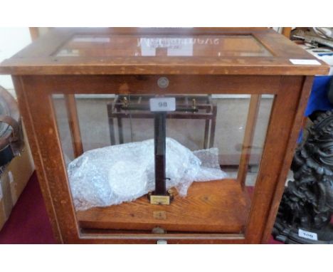 Cased laboratory scales by Philip Harris, Birmingham