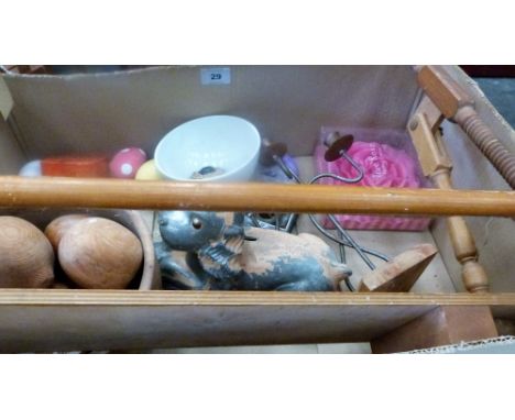 A tapestry stretcher and sundries