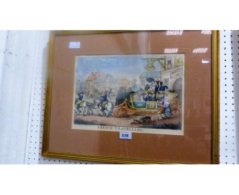 A 19th century coloured print, French Travelling, pub. Cleorury