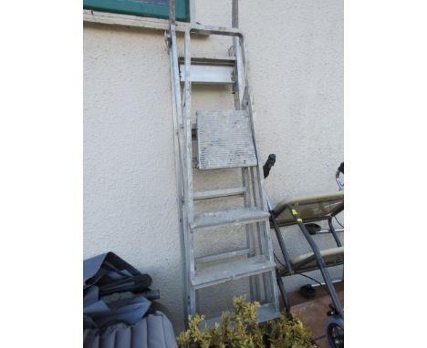 FIVE TREAD ALUMINIUM STEPLADDER AND A SMALL ALUMINIUM EXTENDING LADDER