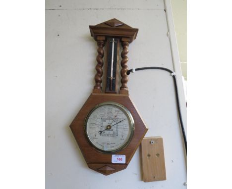 SHORT AND MASON MAHOGANY MOUNTED BAROMETER AND THERMOMETER
