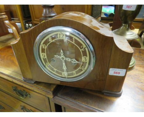 OAK CASED CHIMING MANTLE CLOCK