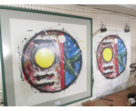 IAN WILKINSON 'PASSAGES', OFFSET COLOUR LITHOGRAPH SIGNED IN PENCIL, NUMBERED AP19/20, FRAMED AND GLAZED, TOGETHER WITH A 199