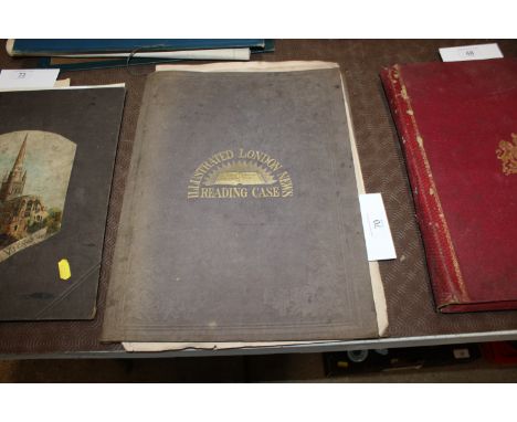 An, "Illustrated London News" reading case and contents of various unframed prints, watercolours, caricatures etc.