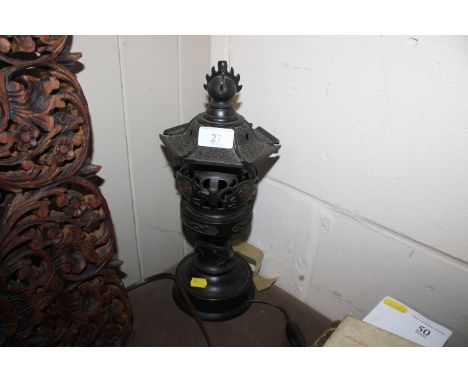 A Japanese bronzed lantern 