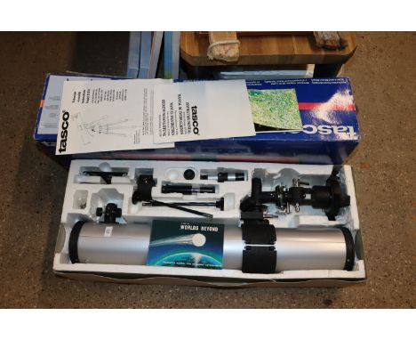 A Tasco Model 11TR telescope, tripod and accessories with box