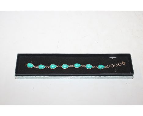 A 925 silver and turquoise set bracelet
