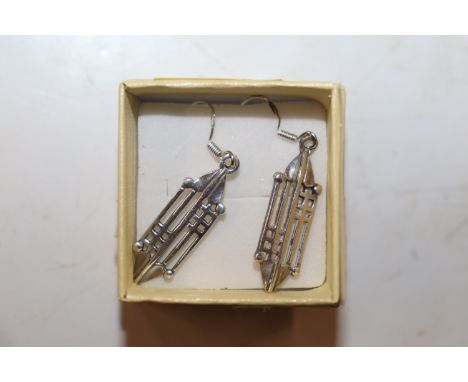 A pair of Macintosh style Sterling silver drop ear-rings 