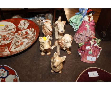 Five various Sylvac dog ornaments