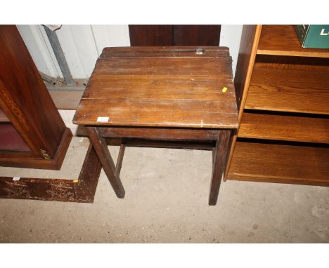 A vintage oak school desk