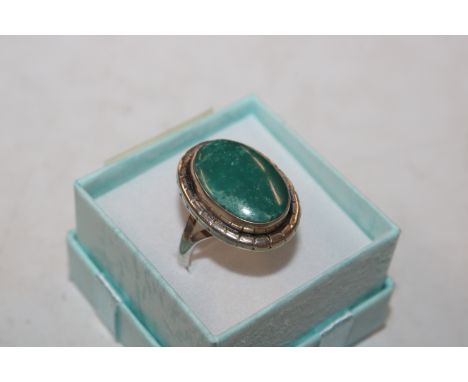 A vintage sterling silver and turquoise set ring, ring size O/P approx. 5gm