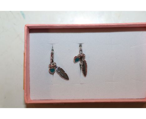 A Pandora enamelled Sterling silver wind catcher style pair of hoop ear-rings 