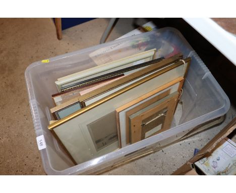 A box containing miscellaneous prints and drawings