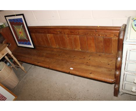 A large pine church pew&nbsp; 210cm long