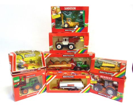 A BRITAINS FARM COLLECTION  comprising a No.9602, Deutz Tractor and Round Bale Wagon; No.9597, Mercedes-Benz Detachable Tract