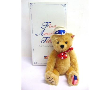 A STEIFF COLLECTOR'S TEDDY BEAR, 'THE FIRST AMERICAN TEDDY'  (EAN 667183), blond, limited edition no.7109, with certificate o