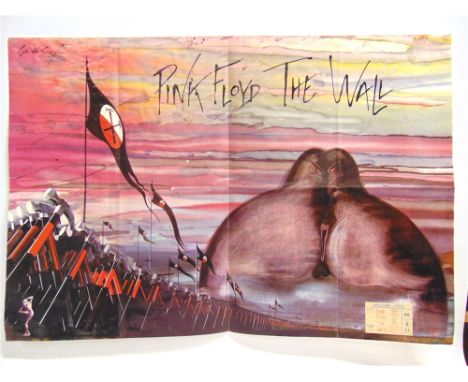 POP MEMORABILIA - PINK FLOYD  A promotional poster for the album 'The Wall' (1979), with an attached concert ticket, Earls Co