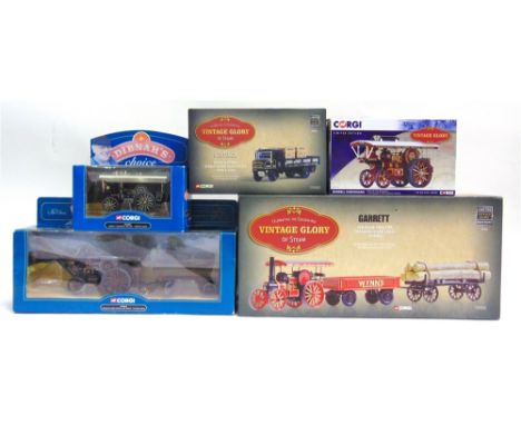 FIVE CORGI CLASSICS VINTAGE GLORY &amp; DIBNAH'S CHOICE DIECAST MODEL VEHICLES  including a No.80305, Garrett 4CD Road Tracto