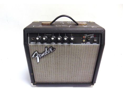 POP MEMORABILIA - NOEL GALLAGHER, OASIS   A Fender Frontman 15G amplifier, the top signed in silver ink 'Best Wishes / Lots o