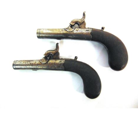 A PAIR OF PERCUSSION POCKET PISTOLS, WILLIAMS &amp; POWELL, LIVERPOOL  19th century, each with a 4.5cm (1 3/4 inch) barrel, f