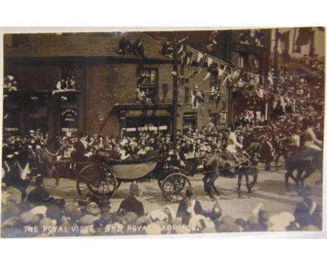 POSTCARDS - STOCKPORT, CHESHIRE  Twelve cards, comprising real photographic views of The Royal Visit, The Royal Carriage; Roy