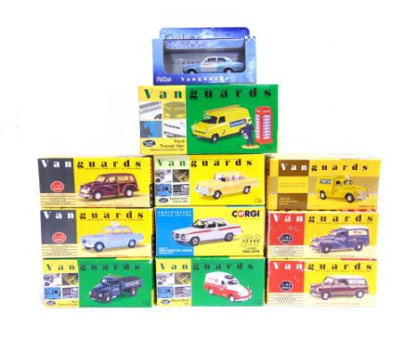 ELEVEN 1/43 SCALE VANGUARDS DIECAST MODEL VEHICLES  including a No.VA38001, Vauxhall Victor F-Series Mk I, primrose yellow, l