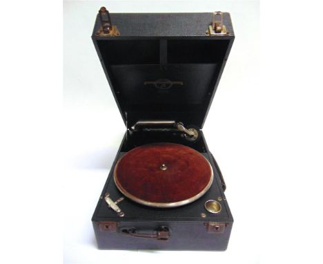 A COLUMBIA NO.109A PORTABLE GRAMOPHONE  with a Columbia No.9 reproducer, and a black rexine covered case; together with appro