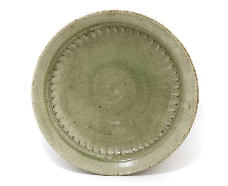 *Richard Batterham (b.1936),a stoneware celadon charger, with an incised inner border, faint mark,37.5cm diameterProvenance: 