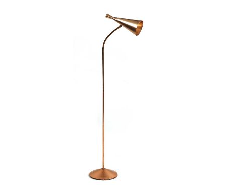 A floor lamp,1950s, designed by G A Scott for Maclamp, with a copper shade,127cm high approximatelyCondition report: Some min