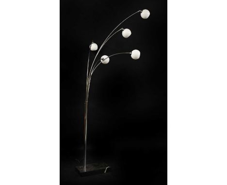 A five-light 'Arc' chrome floor light,modern, 216cm high