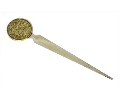 A Queen Elizabeth II Silver Jubilee silver letter opener,by Stuart Devlin, London 1977,the Royal Mint and De La Rue Co. Ltd.,