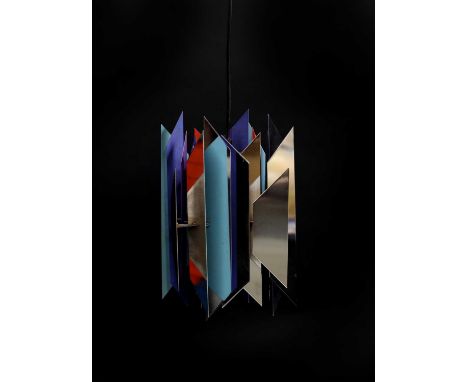 A 'Tivoli' light pendant,designed by Simon Henningsen for Lyfa in 1962, with coloured metal shades,22cm diameter32cm highCond