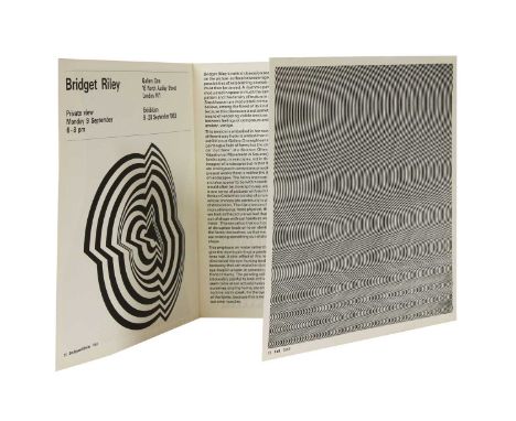 A Bridget Riley 1963 exhibition booklet,  for her first solo exhibition at Gallery One, 16 North Audley Street, London, 9-28 