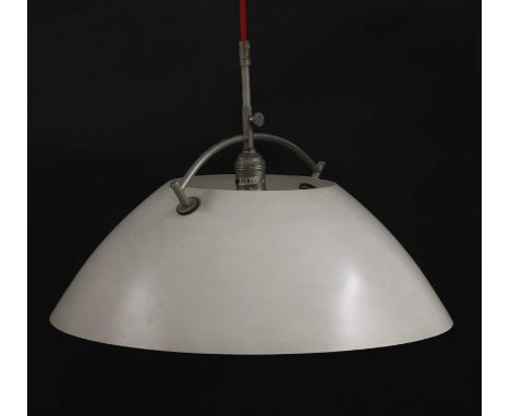 An Hans Wegner hanging pendant light,designed in 1962, painted aluminium with nickel-plated mounts, 51cm diameter  Condition 