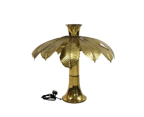 An Italian brass palm tree table light,c.1970, with an uplighter,70cm diameter67.5cm high