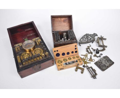 A vintage cased bridge terminal instrument Within a hardwood case, by Telograph works silvertown, London, along with a cased 
