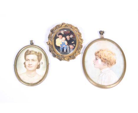 A small group of portrait miniatures To include one early 20th Century oval example, painted as young boy and titled 'Gavin B