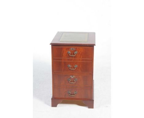 A reproduction two drawer filing cabinetWith a leather inset rectangular top above two drawers simulated as four drawers with