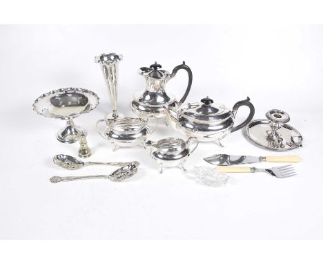 An early 20th Century Walker & Hall four peice silver plated tea set Comprising tea pot, coffee pot, milk jug and sugar basin