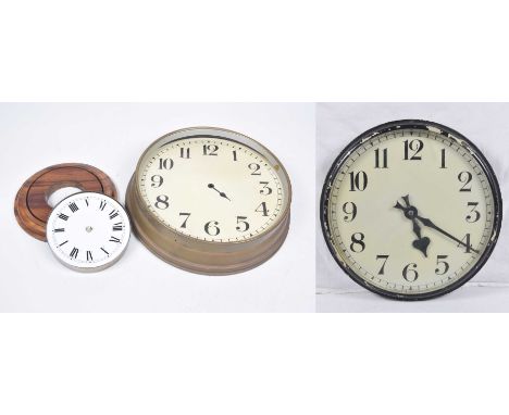A painted brass case wall clock, early/mid 20th Century 29cm white dial, with Arabic numerals, beveled glass face, with elect