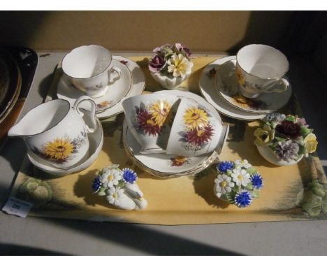 tray inc royal stafford tea set and ceramic posies