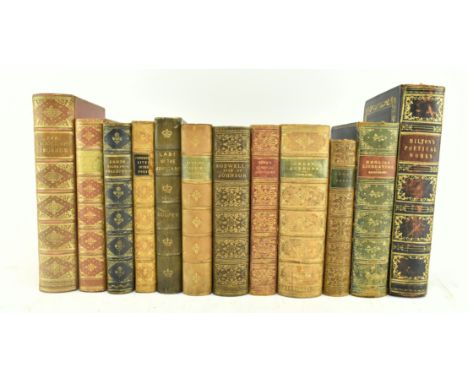 Bindings, English literature. A collection of twelve 19th century Victorian and early 20th century Edwardian gilt leather bin