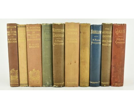 Rider Haggard, H. A collection of ten late Victorian &amp; Edwardian first editions and later. The lot to comprise 1887 Dawn,