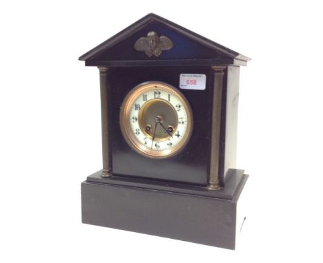 BLACK SLATE MANTEL CLOCK     J4