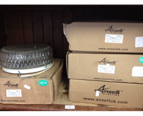 5 BULK HEAD LIGHT FITTINGS (4 NEW AND BOXED)