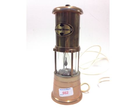 VINTAGE BRASS' ELECTRIC MINERS LAMP
